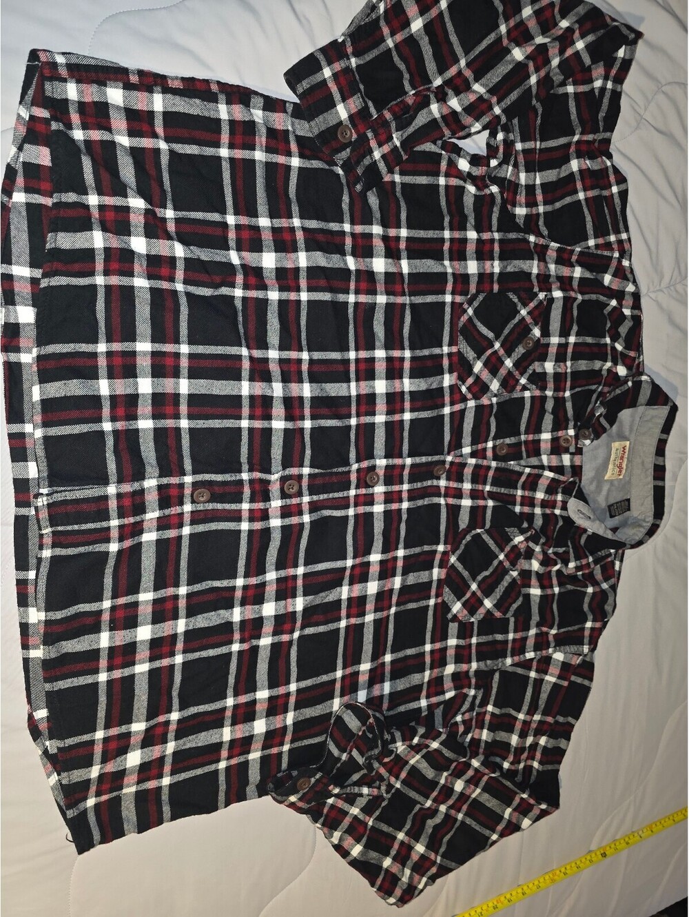 Wrangler Authentics Plaid Flannel Shirt Mens 2XL Red Black Button Up Cotton